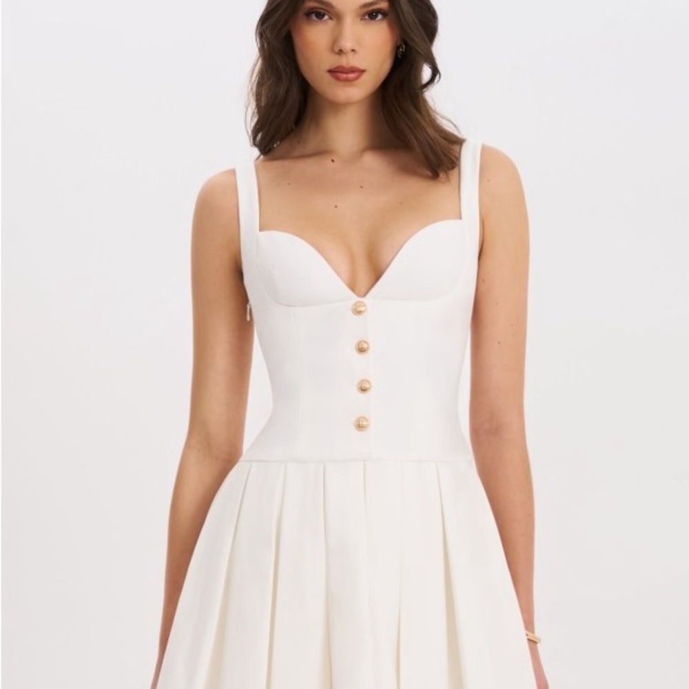 Chic Ivory Button-Front Mini Dress